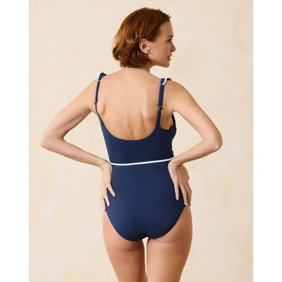 TOMMY BAHAMA One Piece Swimsuit Size 8 Navy Blue Island Cays Cabana Wrap NWT - Picture 3 of 11